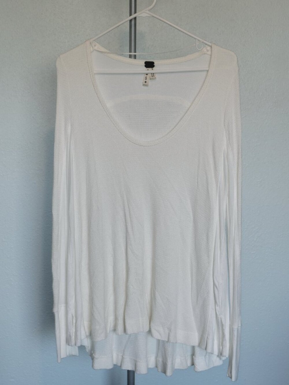 Free People We The Free Moonshine Thermal Ivory Waffle Knit Tunic Top